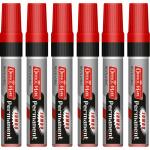 SONI OFFICE MATE Jumbo Permanent Marker with 10mm Chisel tip (Set of 6, Red)