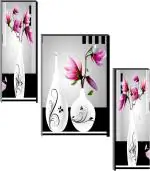 SAF Set of 3 Floral Digital Reprint 12 inch x 18 inch Painting (Without Frame, Pack of 3)