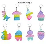 Enorme Push Pop It Rainbow Bubble Fidget Keychain Popper Stress Relief Fidget ( Pack of 3 )