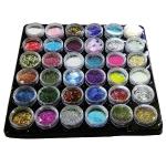 LANELLIE Nail Art Kit - 36 Pcs Glass Bottles Glitter Stones, 100 Nails,10 Nail Tapes, 15 Nail Art Brush, 5 Nail Dotting Pen, 2 Nail Filer with 2 Glue (Nail Art Kit)