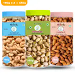 41 foods Dry fruits combo pack of Pistachios Almonds Cashews | Kaju Badam Pista ( 150GM X 3 ) 450 GM