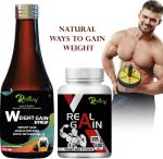 Riffway Real Gain Weight/Mass gainers / Weight Gain Capsule & Weight Gain Syrup Combo Weight Gainers/Mass Gainers (200 ml, 30 Capsules, No Flavour)