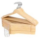 ROCKFIELD ROSOS Wooden Hangers 20 Pack, Solid Wood Hangers with 360 Swivel Chrome Hook, Smooth Finish & Precisely Cut Notches, Slim Wooden Coat Hangers for Closet, Natural