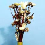 Palesaa Offwhite Brown Red Calipsyo Dry Handmade Flower Multicolor Ballmum Artificial Flower (30 inch, Pack of 1, Flower Bunch)