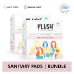 Plush Ultra-Thin Curated Sanitary Pads - 14 Pcs - L + XL with Panty Liners (Pack of 2)
