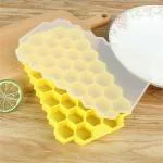 KitchenFest BPA Free 37 Cavity Honeycomb Shape Food Grade Silicone Ice Cube Tray. (Yellow)