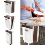 iLife Folding Trash Can, Upgrade Wall Mounted Folding Waste Bin, Hanging Garbage Can (Vertical)