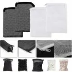 COLOURFUL - Aquarium Filter Media Bags | Mesh Nylon Filter Media Net Bags with Plastic Zipper for Activated Carbon, Ammonia Remover, Ceramic Rings, Bio Balls (Set of 2 + 2, Black & White)