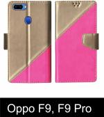 Sbms Oppo F9, Oppo F9 Pro Pink Artificial Leather Shock Proof Flip Cover