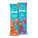 Phab Energy Bars Pack of 6 - Variety Pack | 5g Protein, 0 Trans Fats | California Almonds | Arabian Dates | Honey | Nuts & Seeds | Dark Chocolate Chips | Chocolate Almond | Fruit & Nuts