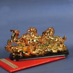 Ryme Multicolor Five Golden Running Horses, Victory Horses For Feng Shui And Vastu For Positive Energy Vibrations, Good Luck And Brings Prosperity - 9 cm