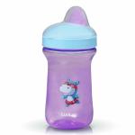 LUV LAP Happy Hippo Hard Spout Sipper for Infant/Toddler, 300ml, Anti-Spill Sippy Cup with Easy Sip Bite Resistant Hard Spout, Ergonomic Shape, BPA Free, 6m+ (Purple, Polypropylene (PP))