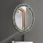 The Deqor Crackle Glass Mirror / Wall Mirror For Bathroom / Mirror For Bedroom / Mirror For Room - Oval Shape (18x24 Inch ) CG1824A5