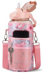 Cracker Multicolour Plastic Leakproof Bpa Free Water Bottle With Straw And Motivational Time Marker With Pouch Carrier Bag 2000ml