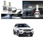 Feelitson White Car C6 H4 Compact Design 36W/3800Lm Led Headlight For Hyundai Creta 2019 (Pack Of 2)