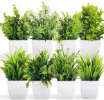 Artificial Potted Plants, 8 Pack Artificial Plastic Eucalyptus Plants Small Indoor Potted Houseplants, Small Faux Plants for Home Decor Bathroom Office Farmhouse (Set 0F 8)