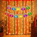 Zyozique Diwali Decorations Kit - Happy Diwali Banner And Rice Light (Pack Of 2)