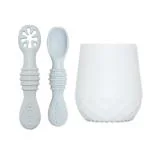 ZoZoBaa Non Slip Grey Silicone Drinking Cup With Spoon Set - 55 ml