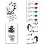 Temporary Tattoowala Line Heart Faith hope Love Cute Girl Boy Designs Pack of 4 Temporary Tattoo Sticker For Men and Woman Temporary body Tattoo (2x4 Inch)