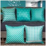 Kisan Prints Tiffany Blue Satin 250TC Cushion Pillow Covers with Fillers (16 x 16 inch) set of 5|cushion cover|pillow cover