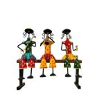 Takshvi Arts Rajasthani Three Sitting Dolls Handicraft Showpiece Traditional Art Modern Statue Office Decor, Shelf Decor, Table Decor Item (Multicolor)