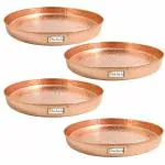 Prisha India Craft Pure Copper Hammered Dinner Set Thali Plate, Serveware & Dinnerware | Diameter 10.5