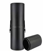 CRAFTERSMATE Best Large 7 Cms Makeup Brushes Holder for Makeup Artist & Makeup Brush Organizer, Premium PU Leather Makeup Brush Stand Cosmetic Dustproof Makeup Brush Pouch & Pouch Cup Case - Black (Large)