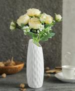 Satyam Kraft White Artificial Lovely Rose Peony Flowers Stick Bunch For Home Decoration