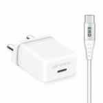ERD TC-131, 20W Power Delivery Mobile Phone Wall Charger USB-C Type, BIS Certified Charger Adapter with 1mtr Long USB-C TO C Data Cable, White