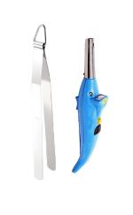 Urban Buy Stainless Steel Roti Chimta Tong With Dolphine Shape Electric Gas Lighter and Multicolour, Pack of 2