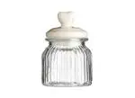 Cracker Transparent Glass, Ceramic Pop Jar With Heart Shape Lid Pickle Spice Food Storage Container 600ml