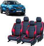 AUTO-SAFE Black, Red Leather Car Seat Cover for Renault Kiger Pack of 8