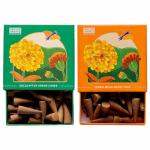 HELP US GREEN Natural Incense Fragrance Eucalyptus and Sandalwood Dhoop Cones with Holder (80 pcs) | Havan for Pooja, Home & Festivals I Natural Guggal/Loban Original |Pack of 2 (40 Cones/pack)