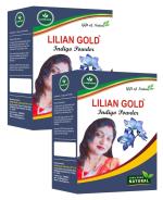 LILIAN GOLD 100% Pure Natural Indigo Powder For Hair | Natural Dark Brown - Black Organic Hair Colour for Radiant Looks (200+200)200 Grams