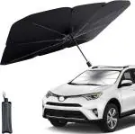 BREAZBELL Car Windshield Sun Shade Umbrella, Foldable Car Umbrella Sunshade Cover UV Block for Car Front Windshield, Full Cover Windshield Sun Shade for Most Vehicles, SUV