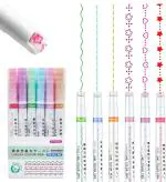 Kayru Durable Multi Design Line Outline Border Linear Roller Highlighter Pens Set Ideal for Coloring & Sketching Kids, Boys and Girls (Pack of 6)