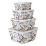 Earthism Eco-Friendly Bamboo Fibre Storage Containers - Set of 4 (Contours, Purple)