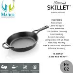 Maher Pre-seasoned Cast Iron Ferrous Skillet for Cooking, Frying, Searing & Browning