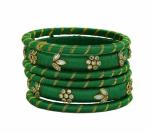 Aashirwad Traders Handmade Green Plastic and Silk Thread Pearl Bangle (Women) - 2.1 (set of 6)