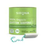 Sirona Heavy Flow Organic Tampons Made With 100% Organic Cotton, Non-Applicator Tampons - 18 Pcs