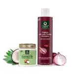Red Onion Shampoo & Coconut Oil Combo, Suitable for All Hair Types, 100% Organic, Sulphate & Paraben Free, (Shampoo 250ml + Oil 200ml)