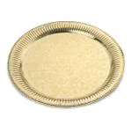 DOKCHAN Pure Brass Pooja Thali Plate Flower Embossed Design Dinner Plate (Size - 6Inch)