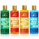 CRAZY OWL Mango Mania + Juicy Lemon + Mint & Tea Tree + Aqua Musk Body Wash Combo Pack, Refreshing and Rejuvinating