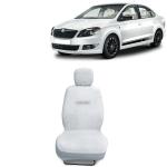 Kingsway Towel Fabric Car Seat Covers for Skoda Rapid, 2017 - 2021 Model, Material: 100% Cotton, Color : White, Complete Set of All Seats (Car Specific Front + Rear Seat Covers)