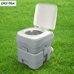 Plantex Portable Toilet with 10 Liters Water Tank/Camping Commode with Piston pump - (Grey)