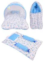 Toddylon New Born Baby Boy’s & Baby Girl’s Bedding Set Mosquito Net Bed Sleeping Bag and Gaddi Set