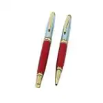 Auteur Castor Red Brass Blue Ink Ball Pen (Pack Of 2)