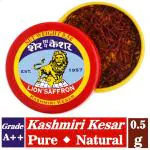 Lion Saffron 0.5g Grade A++ Mongra Kashmiri Kesar For Beauty, Glowing Skin, Milk, Tea & Good Health