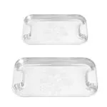 IDEAL PRIME Heavy Guage Stainless Steel Tray Combo Set With Elegant Laser Pint Design | Steel Serving Tray Lemon Platter Tableware Pack Of 2