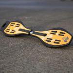 Dizaa Metal Wave Caster Ripstick Skate Board with Carry Bag & 80mm Illuminating PU Wheels with 100KG Capacity (Yellow, Black, 34 X 9 Inch, Large) UK